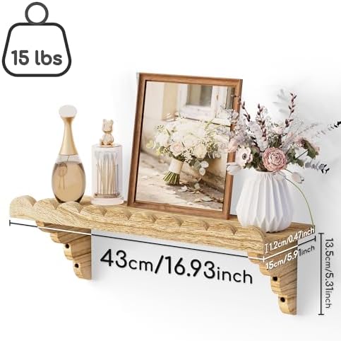 QsQueen Scalloped Wood Wall Shelf – 17 Inch Floating Shelf - Image 3