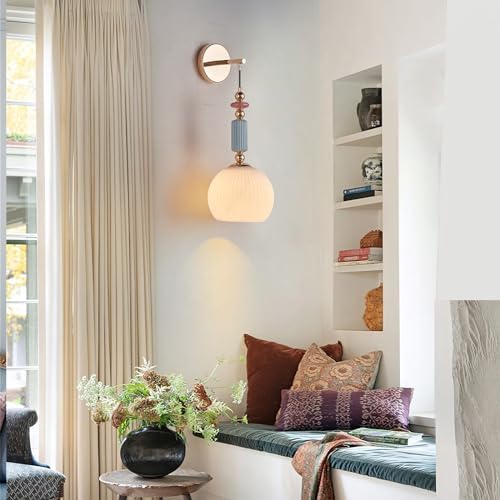 Milk White Glass Modern Wall Scone Hanging Indoor Wall Light Fixtures Milky - Image 7