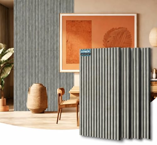 AKUMAX Extra-Thick 0.7" Wood Slat Acoustic Wall Panels, 4 Pack 47.2" x 23.6" by AKUMAXWOODWALLPANELS