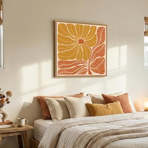 Framed Modern Boho Abstract Floral Wall Art - Image 2