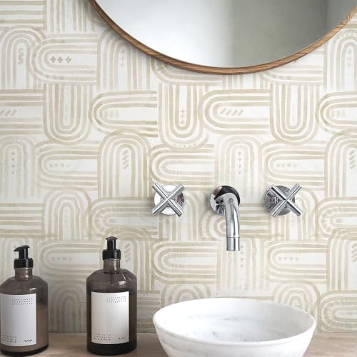 Modern Peel and Stick Wallpaper A Set of 17.3"x120" Boho Beige Contact Paper - Image 5