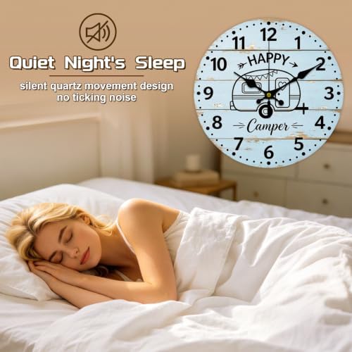 Happy Camping Wall Clock Silent Non-Ticking 12" - Image 4