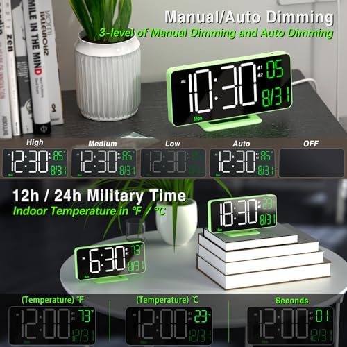 KOSUMOSU Small Digital Clock, 6.7in Alarm Clocks - Image 2