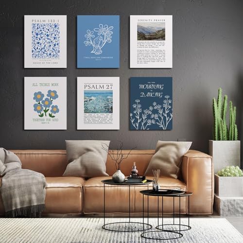 Habseligkeit Blue Flower Wall Art Prints, Retro Wall Decors - Image 4