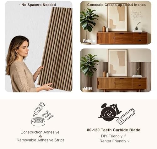 Mollywell Curved Wood Panels for Wall, 47.2x23.6 in - Image 5
