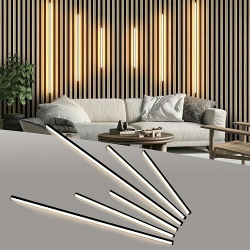 Black LED Recessed Lighting Kit, Wood Slat Wall Panel LED Strip Light, 3000K by Laudert