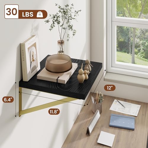 Deep Wall Shelves 12"W x 12"D Engineered Wood Floating Shelves - Image 3