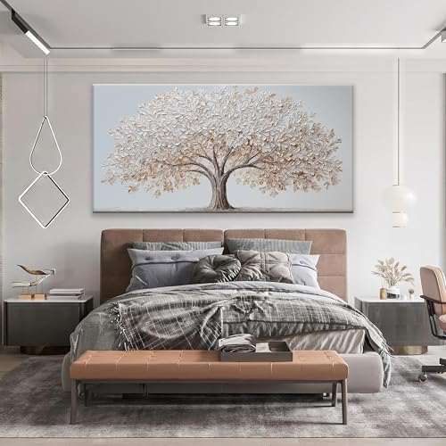 Tree Of Life Large Wall Art Decor 29"X58" White Wall Art - Image 4