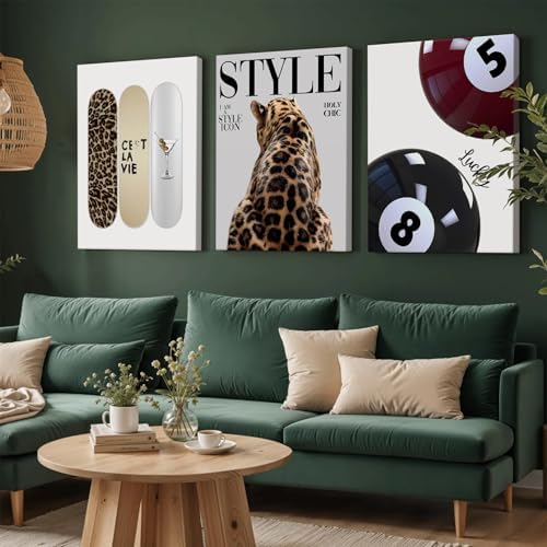 Trendy Cheetah Wall Decor Prints Preppy Leopard Wall Art Aesthetic Skateboard - Image 6