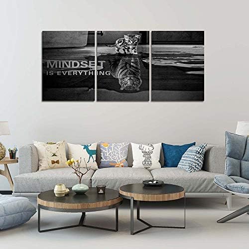 Motivational Canvas Print Wall Art Cat Poster Positive Decor 3 Pieces - Image 2