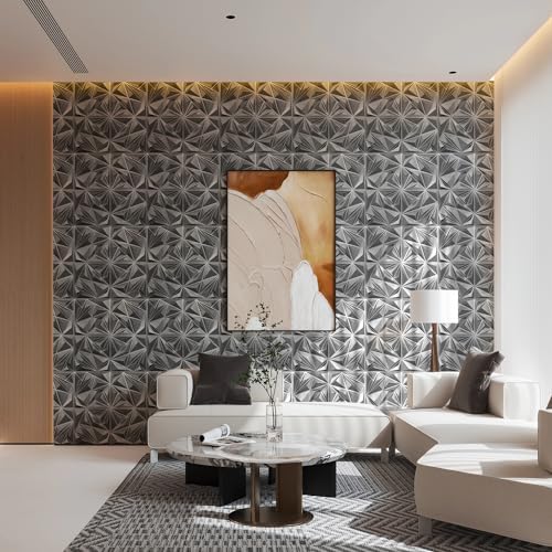 STICKGOO Diamond 3D Wall Panels, Brushed Silver 12''x12'', 33 Pack - Image 4