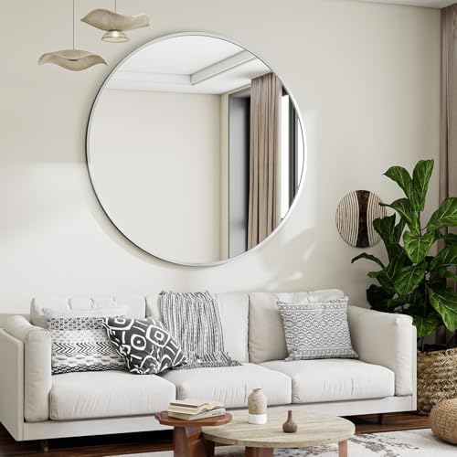 VooBang Large Silver Round Bathroom Mirror 42" - Image 2