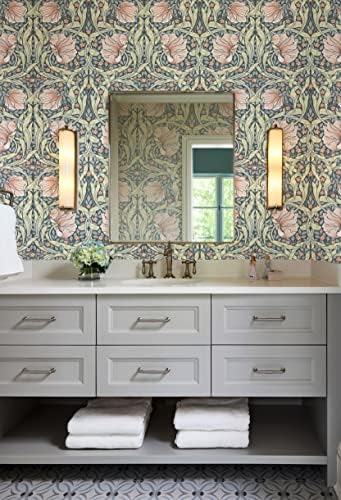 HAOKHOME William Morris Style Peel and Stick Wallpaper Floral Terracotta - Image 2