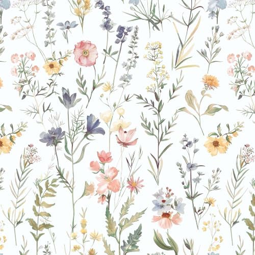Dimoon Boho Peel and Stick Wallpaper White Floral Contact Paper 17.3x362in by DIYYOURMOON
