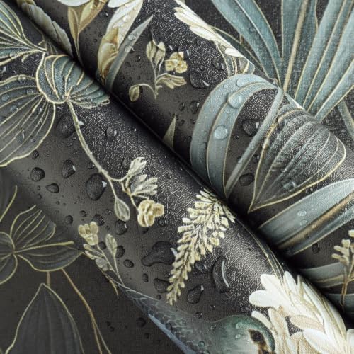 Dark Floral and Bird Peel and Stick Vintage Wallpaper 17in x118in - Image 5