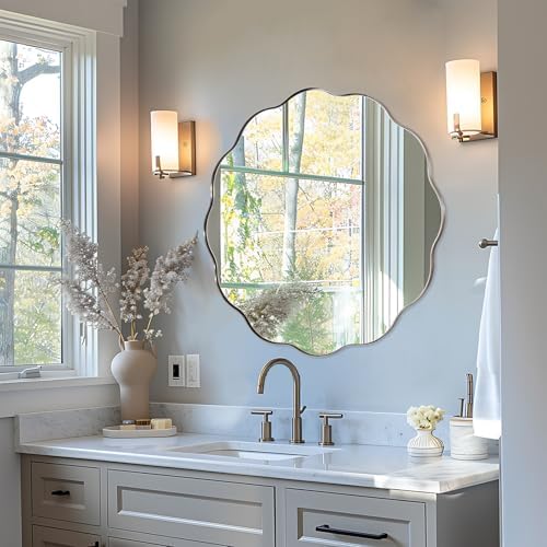 ANDY STAR Brushed Nickel Round Bathroom Mirror, 30 Inch Round Circle Mirror in by ANDYSTAR