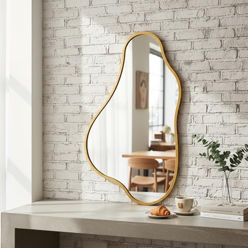 ZIYOO 32x18 Inch Irregular Wall Mirror, Vertical Wavy Design - Image 3