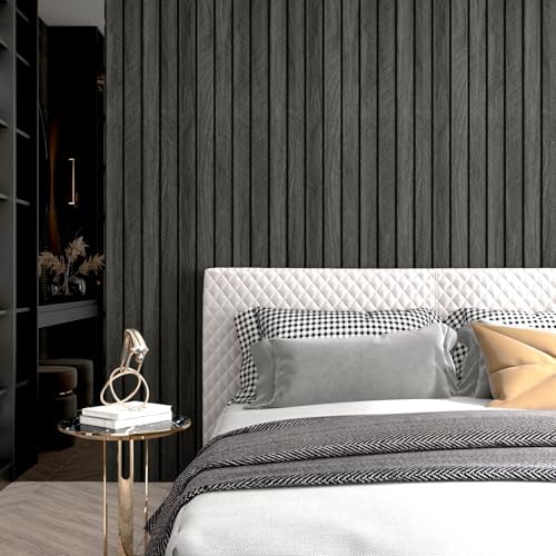 Wallercity Gray/Black Wood Slat Paneling - Image 5