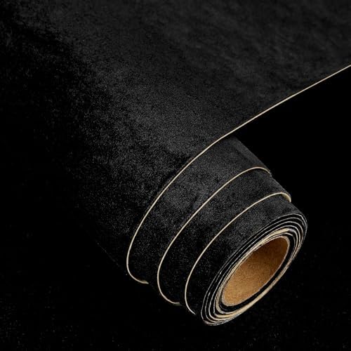 FunStick 15.8"x240" Modern Black Peel and Stick Wallpaper Velvet Textured by FunStick