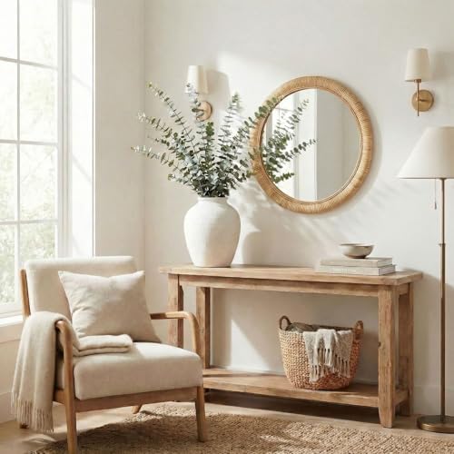 Barnyard Designs Rattan Wall Mirror Natural Honey - Image 3