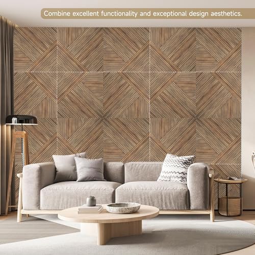 Acoustic Panels, 6 Pack, 23.6" x 23.6" Sound Panels, Natural Walnut - Image 4