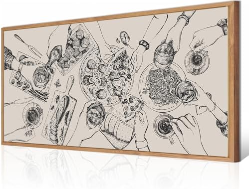 BINCUE Large Framed Wall Art Food and Drink Canvas Wall Decor Pizza Cheers by BINCUE