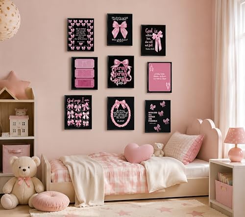 Pink Christian Wall Art Set of 9, Bible Verse Prints 8x10 Inch Unframed - Image 7