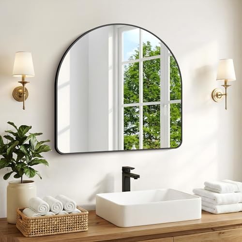 Arched Bathroom Mirror, Wall Mounted Mirror, Vanity Wall Mirror Metal Frame - Image 3