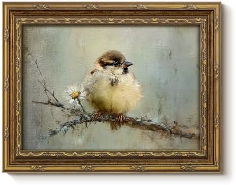 InSimSea Gold Framed Vintage Sparrow Bird Wall Art, 8x10 Inch by InSimSeaArt