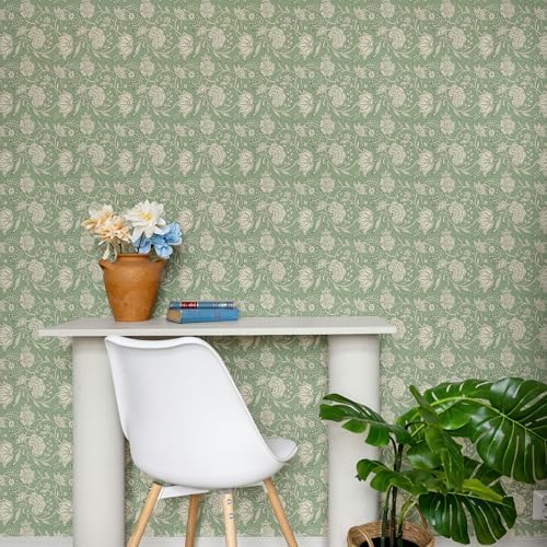 Main Street Peel and Stick Wallpaper Sheets, Block Print Floral - Image 3