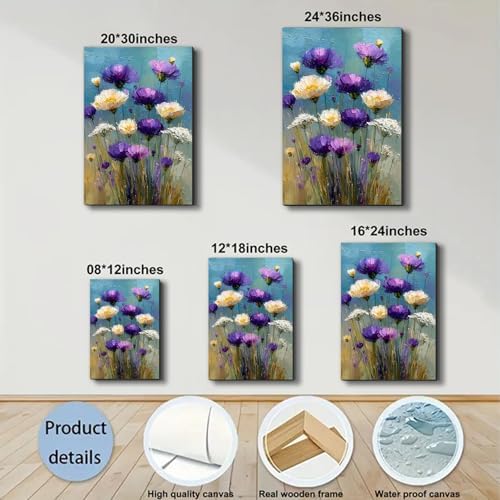 ZERILYN Ship Next Day Purple Wildflower Wall Art Canvas Prints Floral Canvas - Image 6