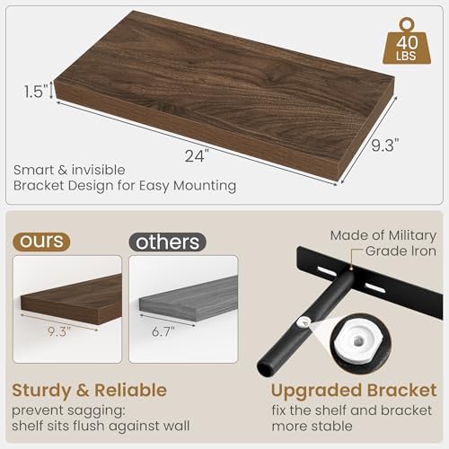 Fun Memories Floating Shelves 24 Inch Long, 9.3 Inch Deep Floating Shelf - Image 3