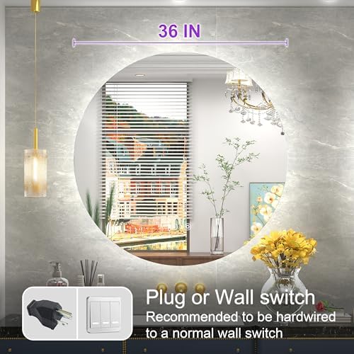 36 Inch Frameless Round LED Bathroom Mirror - Image 6