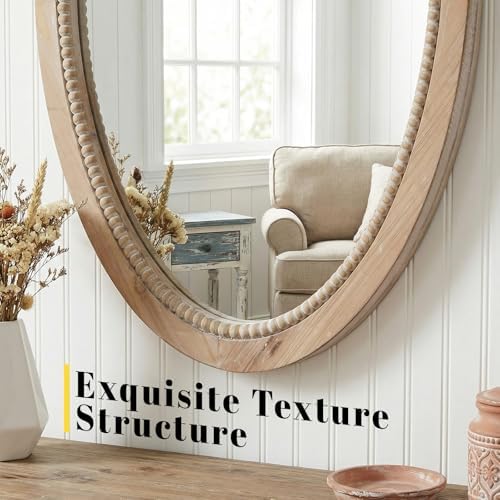sawsile Oval Wood Mirror, 20x30 Farmhouse Vanity Boho Bathroom Wall Mirrors - Image 2