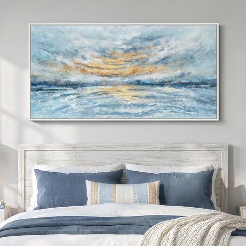 Large Framed Coastal Abstract Wall Art - Image 4
