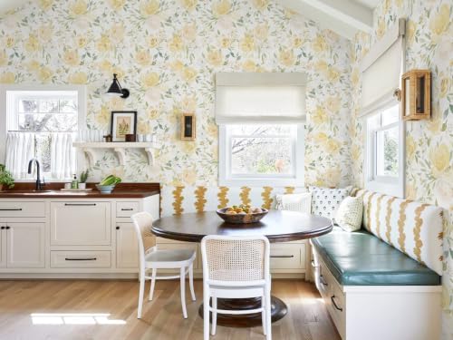Ismoon Yellow Floral Peel Stick Wallpaper Boho Stick on Wallpaper - Image 7