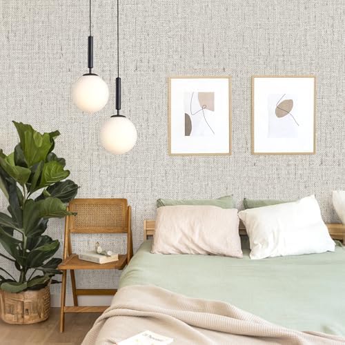 Grasscloth Peel and Stick Wallpaper Beige and Gray 15.7in x 118.1in - Image 3