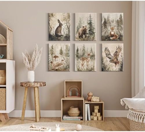 Woodland Animal Wall Art Nursery Canvas Wall Decor Forest Animal Poster Kids - Image 4
