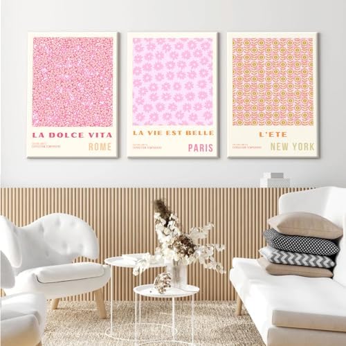 Pink Flower Market Wall Art Decor Aesthetic Abstract Canvas Floral Minimalist - Image 4