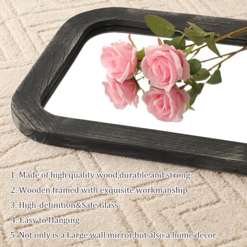 AAZZKANG Hanging Mirror Full Length Large Rectangle Wooden Framed 43"x14" - Image 3
