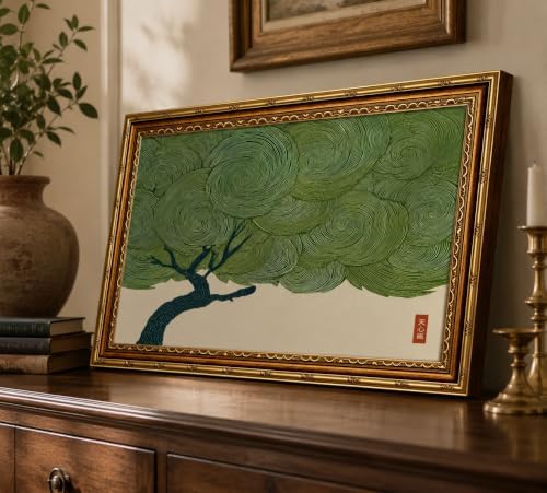 Large Framed Oriental Zen Pine Tree Tokyo Japan Style Canvas Wall Art - Image 5