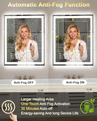 72x32 LED Bathroom Mirror, Separate Front and Back Lights - Image 4