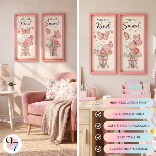 3D Pink Inspirational Wall Art, Wooden Butterfly Signs - Image 4