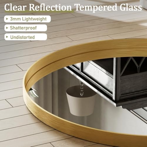 VooBang Round Bathroom Mirror 32 inch, Living Room, Hanging or Leaning - Image 3
