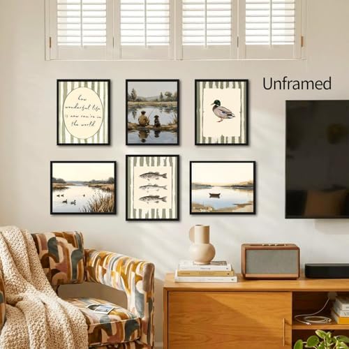 ZYANGZY Vintage Fishing Poster Set of 6, Retro Mallard Duck Wall Art Painting - Image 5