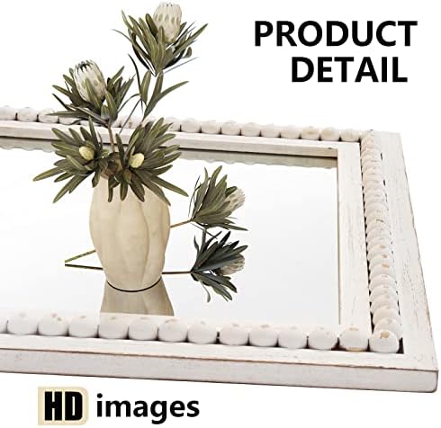 H HOMEWINS Rustic Wood Wall Mirror, Rectangle Bathroom Vanity Mirror - Image 3