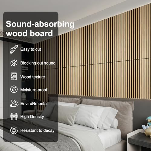 Wood Panels for Wall Acoustic Slat Wall Panels 2-Piece 47.2"×23.6" 3D Fluted - Image 2