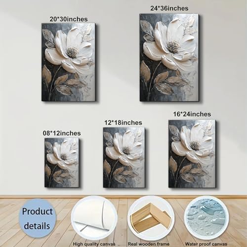 ZERILYN Ship Next Day Neutral Floral Wall Art Canvas Prints White Flower Canvas - Image 6