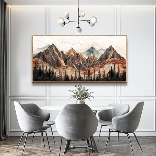 XIGUANGART Framed Boho Landscape Large Wall Art, Abstract Sun Mountain Canvas - Image 5