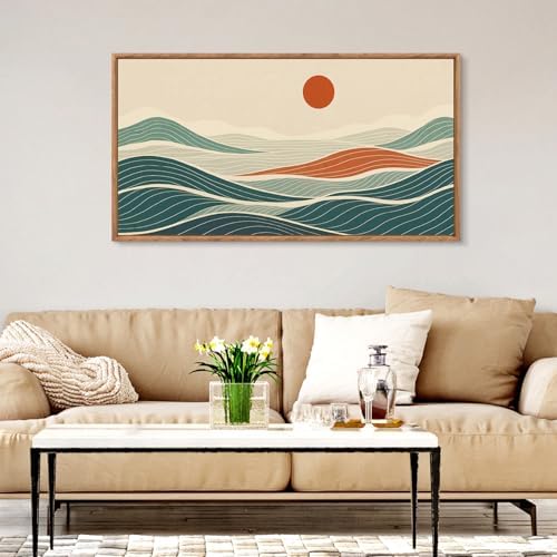 CHDITB Long Coastal Framed Wall Art, Minimalist Coastal Horizontal Wall Decor - Image 3